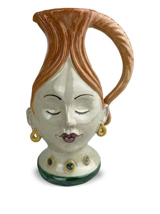 Les-Ottomans hand-painted ceramic jug (25cm) - Neutrals