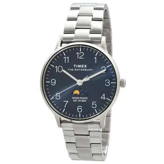 Timex Waterbury Quartz Moon Phase Blue Dial Mens Watch TW2W75700