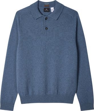 Paul Smith Mid Merino Wool Long-Sleeve Polo Shirt with Classic Collar