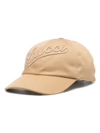 Gucci logo-embroidered cotton baseball cap - men - Cotton/Cotton - L - Brown