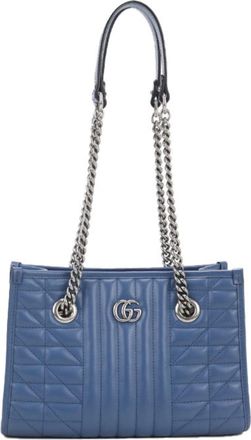 Gucci Blue Leather Tote Bag (Pre-Owned)
