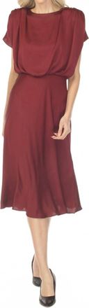Joseph Ribkoff Blouson Satin Midi A-Line Dress In Merlot