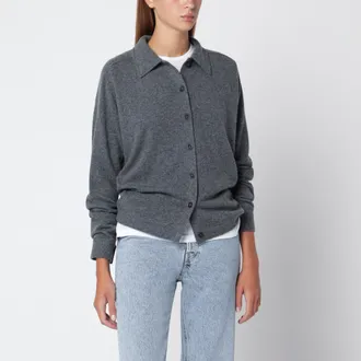 Toteme Cardigan grigio scuro m&eacute;lange in cashmere