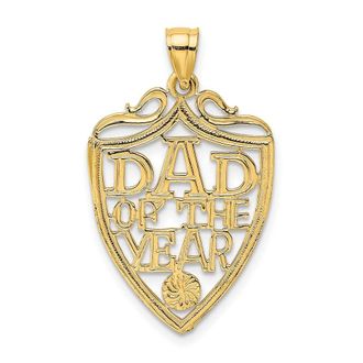 Diamond2Deal 10k Yellow Gold DAD OF THE YEAR Plaque Pendant