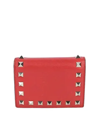 Valentino Red Leather Rockstud Compact Wallet (Authentic Pre-Loved)