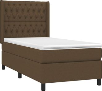 vidaXL Vidaxl - Cama Box Spring Colch&oacute;n Y Luces Led Tela Marr&oacute;n Oscuro 90x190cm