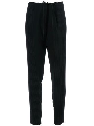 Sharon Wauchob ribbed drawstring trouser - women - Polyester/Wool - 38 - Black