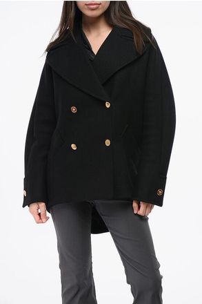 Versace Wool Cloth Double Breast Peacoat with Golden-Effect Buttons size 40