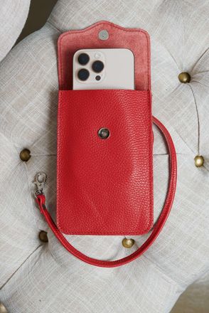 D'Arienzo Tracollina porta cellulare in pelle rossa morbida DArienzo, Seleziona Taglia Unica, Colore Rosso