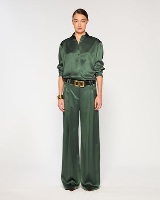 Serena Bute Satin Serena Trouser - Dark Green