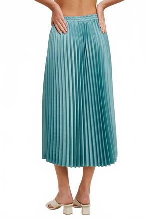 Wishlist Laguna Satin Pleated Midi Skirt In Coastal
