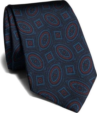 Jack Victor Copps Geometric Silk Tie in Marine Blue at Nordstrom