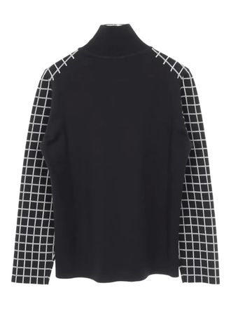 Hermès 00s high-neck check sweater - women - Cashmere/Silk/Polyamide - 38 - Black