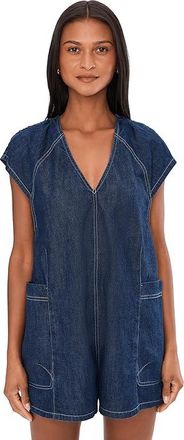 Free People Free Fall Denim Rompers Womens Shorts Deep Blue : MD (Womens 8-10) 3, Cotton/Denim