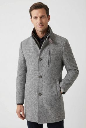 Cinque Kurzmantel CINQUE CIARSENAL, Herren, Gr. 106, grau (hellgrau), Web, Obermaterial: 60% Wolle, 25% Polyester, 10% Polyamid, 5% sonstige Fasern, slim fit