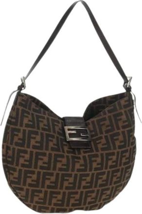 Fendi Pre-owned Shoulder Bags, female, Brown, Size: ONE SIZE Pre-owned Vintage Zucca Shoulder Bag