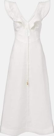 Zimmermann Abito midi Rhiannon in lino con stampa floreale