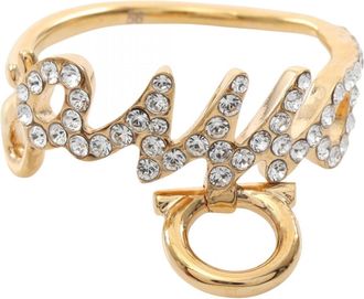 Ferragamo Gold Clear Gold Plating Band Ring (Pre-Owned)