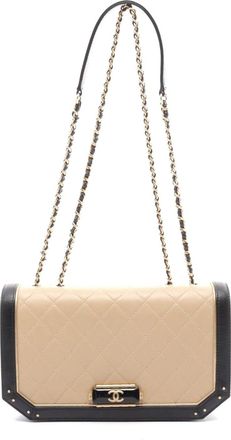 Chanel Lambskin Matelasse Shoulder Bag Beige/Black