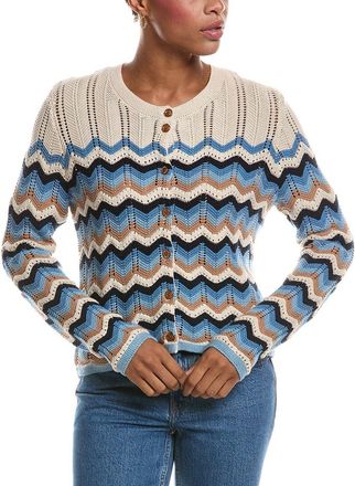 Autumn Cashmere Boxy Zig Zag Stitch Crewneck Cardigan