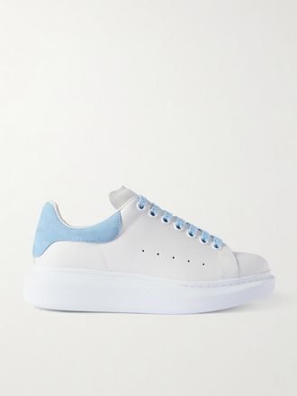 Alexander McQueen Sneakers In Pelle Con Finiture In Camoscio E Suola Oversize - Blu