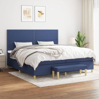 vidaXL Vidaxl - Cama Box Spring Con Colch&oacute;n Tela Azul 200x200 Cm