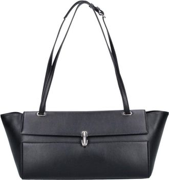 Savette Black Leather Symmetry Trapeze Shoulder Bag