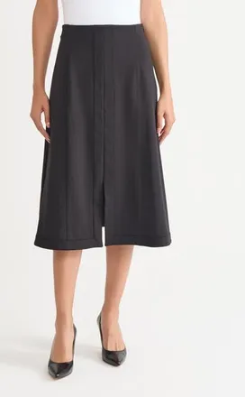 Misook A-Line LuxeStretch Ponte Midi Skirt in Black at Nordstrom, Size Xx-Large