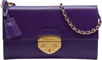 Prada Pre-owned Wallet on Chain - Dames - Vintage Schoudertas - Paars - ONE Size - Leer - Vintage