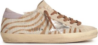 Golden Goose Super-star Woman In Zebra Pony Hair With Silver Star And Suede Heel