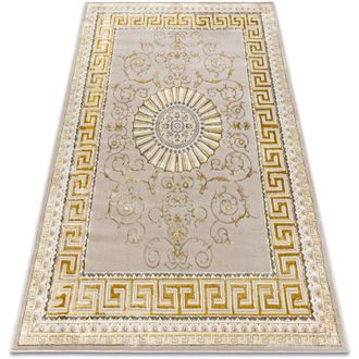 RugsX Bliss Z160az147 Alfombra Beige Obscuro / Dorado - Marco, Griego, Exclusivo, Estructural Yellow 160x220 Cm