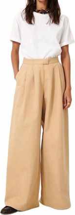 Sessun Rivera Wide Leg Pleated Trousers In Jonc
