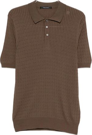 Tagliatore Tops, Heren, Bruin, M, Katoen, Polo shirt met kabelsteek