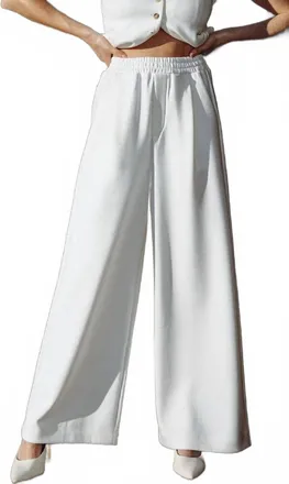 Flying Tomato Wide Leg Knit Trouser In White