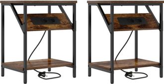 vidaXL Bedside Cabinets 2 pcs Smoked oak 38 x 30 x 48 cm Vidaxl