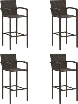 vidaXL Vidaxl - Taburetes De Cocina 4 Unidades Rat&aacute;n Sint&eacute;tico Marr&oacute;n
