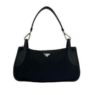 Prada Black Nylon Leather Shoulder Bag Tote Bag (Pre-Owned)