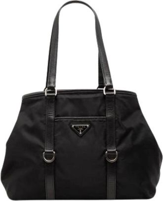 Prada Pre-owned Tote Bags, female, Black, Size: ONE SIZE Pre-owned Vintage Nylon Tote
