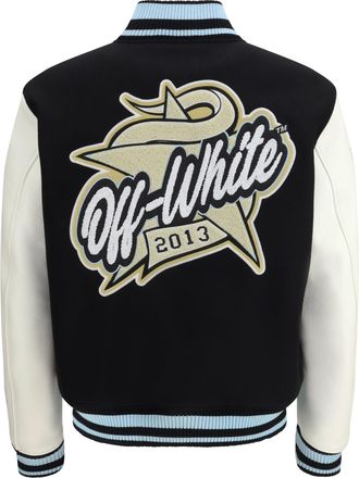 Off-white Mens Jacket Varsity Star Logo Black Wool