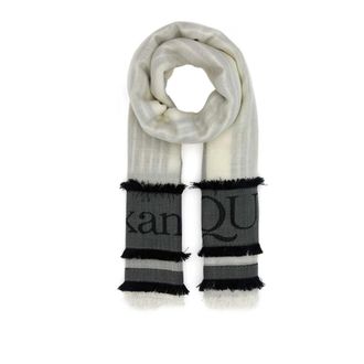 Alexander McQueen Alexander McQueen, Winter Scarves, female, Multicolor, Size: ONE SIZE Ivory Wool Blend Foulard Scarf