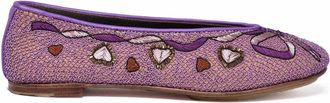Meher Kakalia Purple Embroidered Fabric Flats