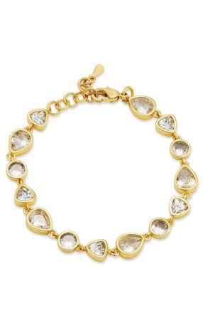 Savvy Cie Jewels GOLD PLATED BEZEL SET MIXED SHAPE WHITE CZ BRACELET