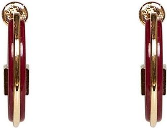 Fendi Womens Oval Hoop Earrings Forever Burgundy Resin