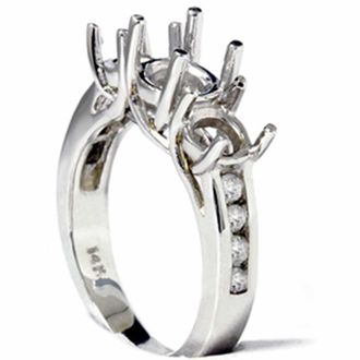 Pompeii3 Three Stone Past Present Future Diamond Ring Mount 14K Size Selectable