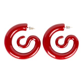 Panconesi Accessoires, Dames, Rood, ONE Size, Rode Hoepeloorbellen met Leuk Ontwerp