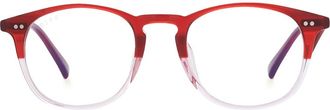 DIFF Eyewear Jaxson 51mm Square Blue Light Blocking Glasses in Rosewood Ombre/Clear at Nordstrom Rack