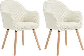 Woltu 2x Sillas De Comedor Sillas De Cocina Giratorias Con Patas De Metal Para Comedor. Asiento De Pana. Patas De Madera. Crema - Woltu