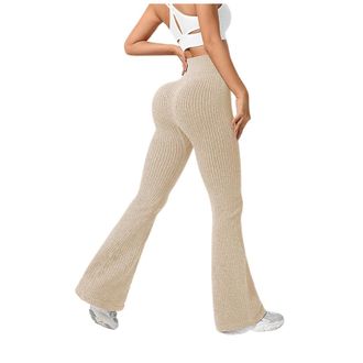 Generic High Waisted Leggings for Women, Bell Bottom Scrunching Butt Lifting Athletic Yoga Flared Trousers, Buttery Soft Elastic Opaque Tummy Control Leggings