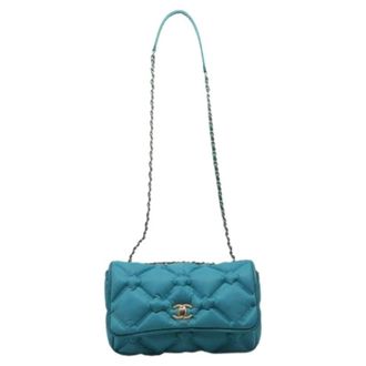 Chanel Pre-owned Large Chesterfield Quilted Shoulder Bag - Dames - Pre-owned - Blauw - Maat: ONE Size Leer