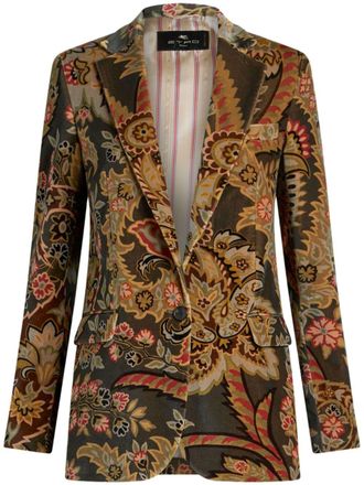 Etro paisley-print velvet blazer - Brown